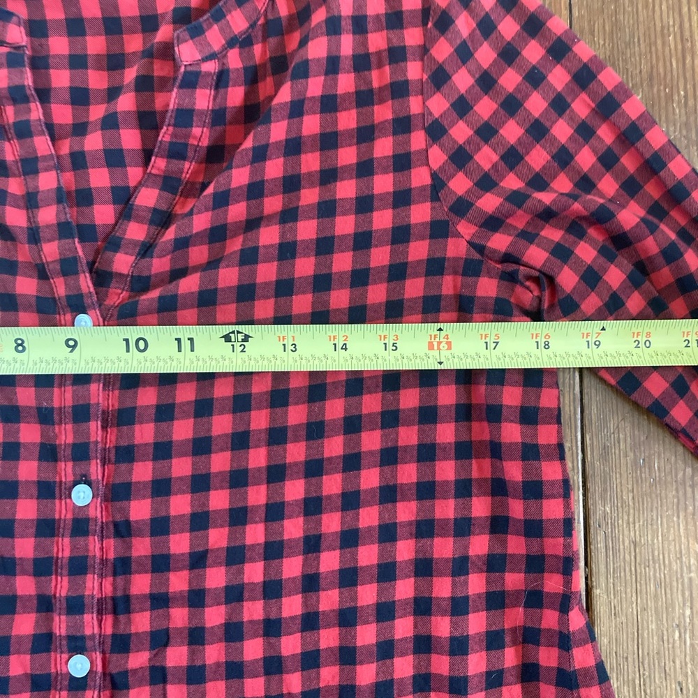 Calvin Klein Jeans Button Down Red Black Plaid Shirt Top Women’s Small - Picture 10 of 10